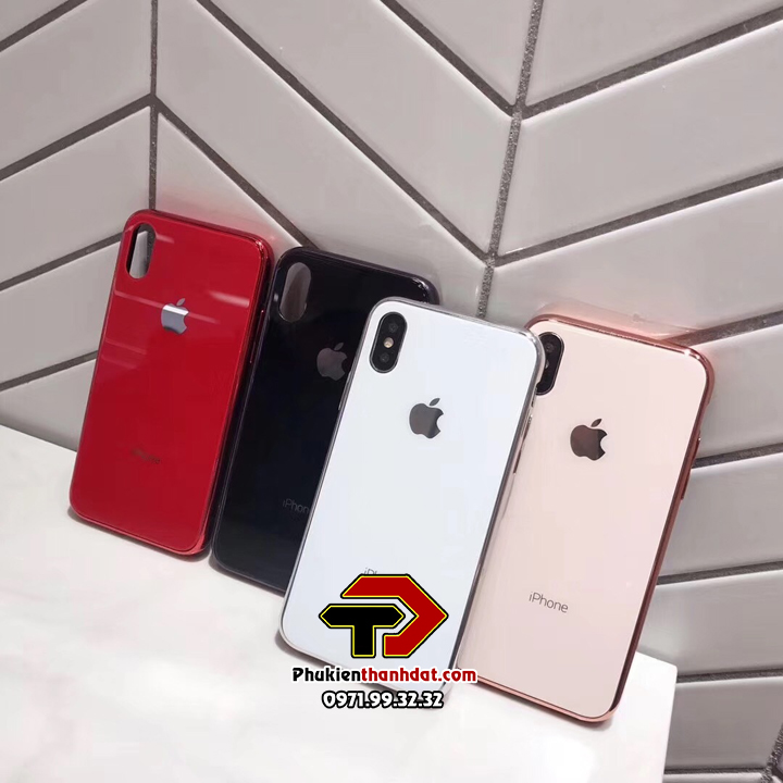 Ốp lưng iPhone Xs Max lưng kính viền màu TPU dẻo
