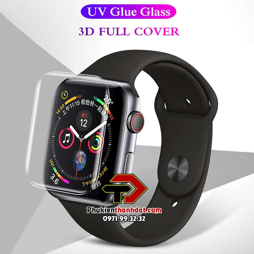 Tấm kính cường lực trong suốt full keo UV cho các dòng Apple Watch